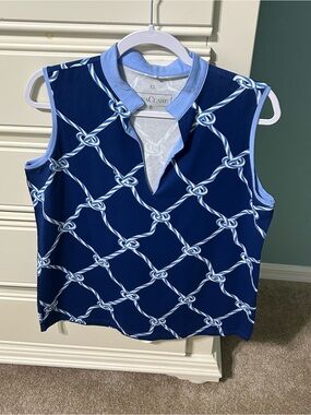 Ana Claire Sailor Knot Print Sleeveless top - Blue